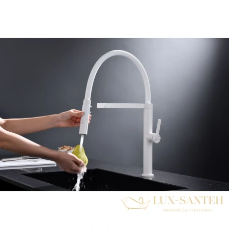 смеситель paulmark leader le214101-431 для кухни, белый матовый