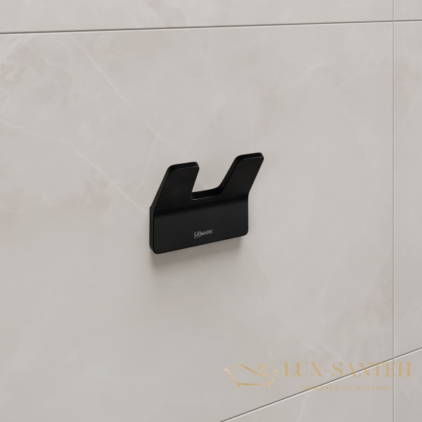 крючок двойной lemark smooth line 9712005 для полотенец и халатов, черный матовый
