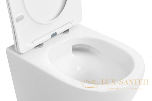 унитаз подвесной безободковый abber bequem ac1100mw, 49х35,5 см, смыв торнадо, белый глянцевый