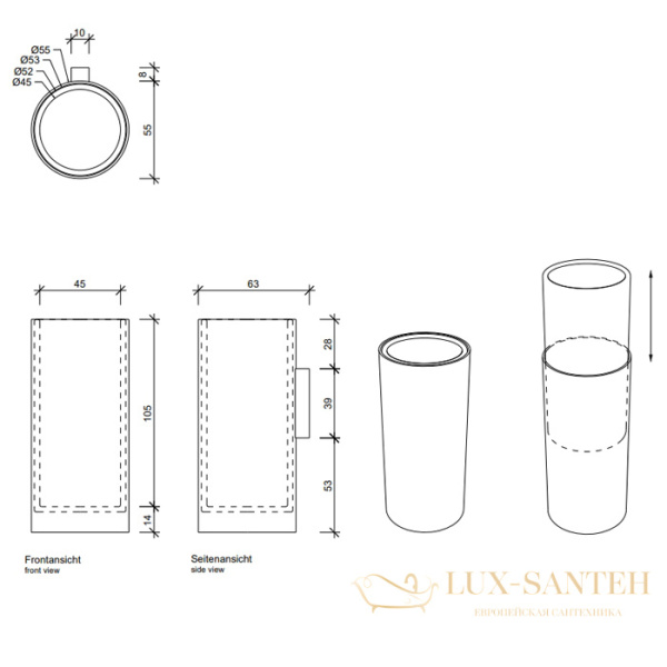 стакан для зубных щеток подвесной decor walther mikado wmb, 05226502, белый матовый