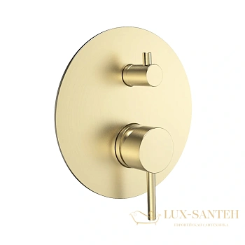 смеситель для душа встраиваемый aquame aqm8803bg, на 2 выхода, со встроенной частью, золото брашированное