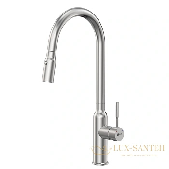 смеситель для кухни lemark expert lm5086s с выдвижным изливом, нержавеющая сталь