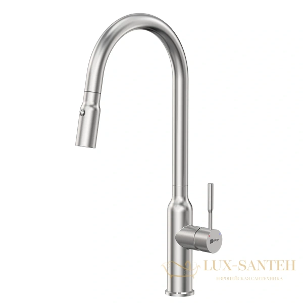 смеситель для кухни lemark expert lm5086s с выдвижным изливом, нержавеющая сталь
