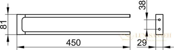 держатель для полотенец keuco edition 11 11118030000, 450 мм, двойной, неповоротный, латунь, бронза шлифованная