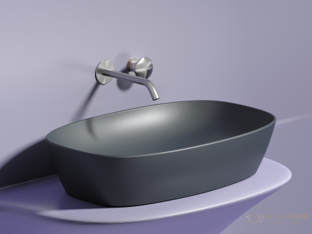 умывальник чаша накладная овальная темный антрацит матовый, ceramica nova element 600*380*138мм cn6049mdh