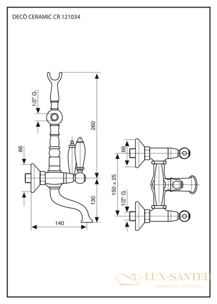смеситель с ручным душем emmevi deco ceramic 121611/or для ванной, золото