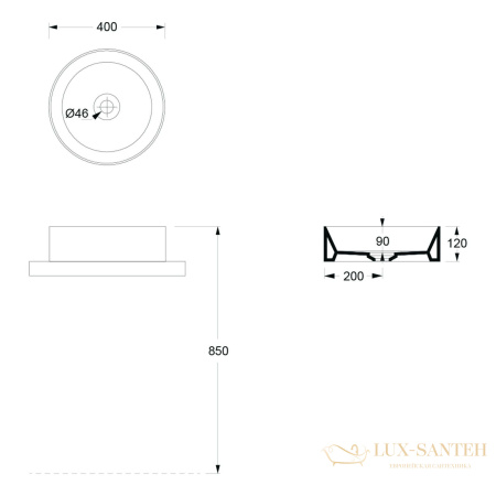раковина накладная, alice spy, 34230196, круглая, d400, мёд
