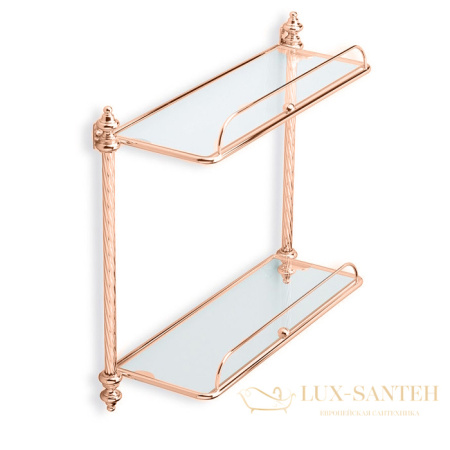 полка стеклянная stil haus complementi g694giunone(25) 2-х уровневая с ограждением, бронза