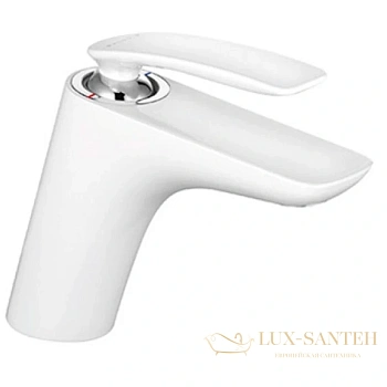 смеситель для раковины kludi balance white 520269175 без донного клапана, хром/белый