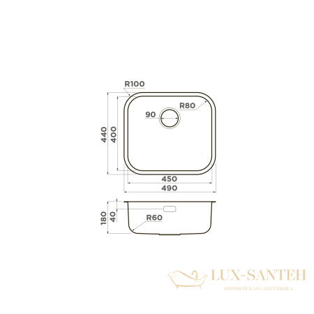 кухонная мойка omoikiri omi 49-u/i-lg 4993301, светлое золото