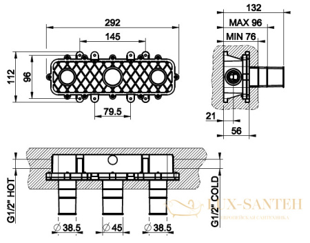 встраиваемая часть настенного смесителя gessi 45089.031 для раковины