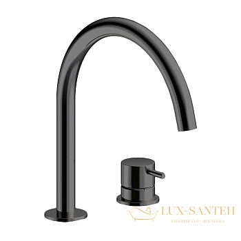 смеситель для раковины на 2 отверстия almar e214005.ab, без донного клапана,  черный хром брашированный pvd