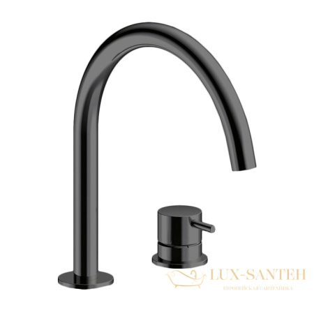 смеситель для раковины на 2 отверстия almar e214005.ab, без донного клапана,  черный хром брашированный pvd