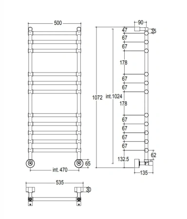 полотенцесушитель водяной margaroli sole 464-11 4644711cr, высота 107.6 см, ширина 53 см, хром