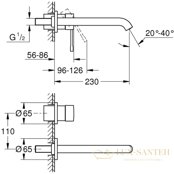 смеситель для раковины без донного клапана grohe essence new 19967dl1, теплый закат матовый