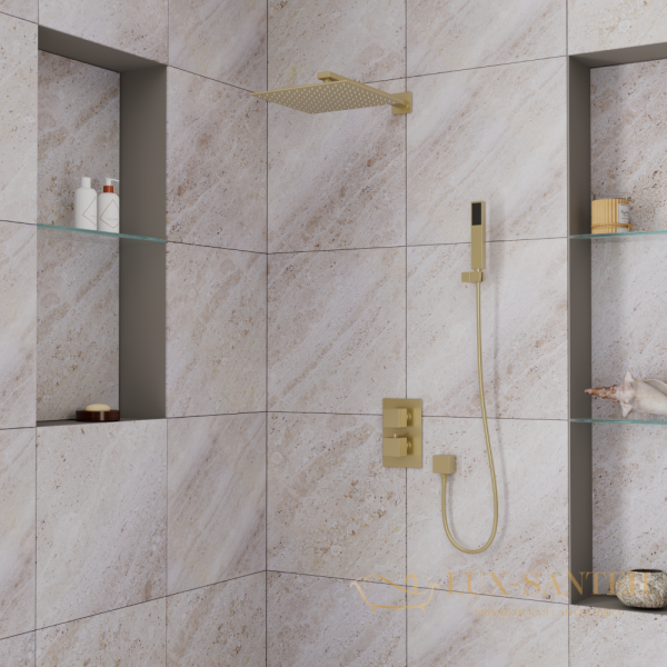 душевая система встраиваемая для душа d&k bayern.liszt da2515707a04 с термостатом,золото матовое