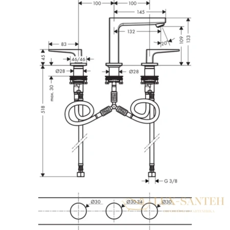 смеситель для раковины hansgrohe metropol 74514000, хром