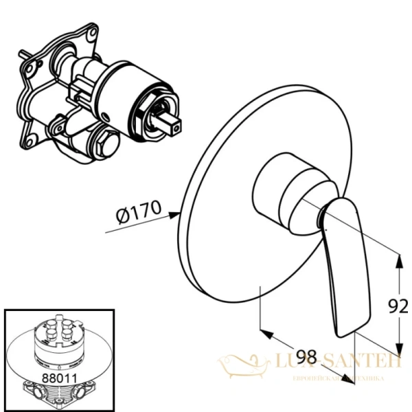 смеситель kludi balance 526550575 для душа, хром