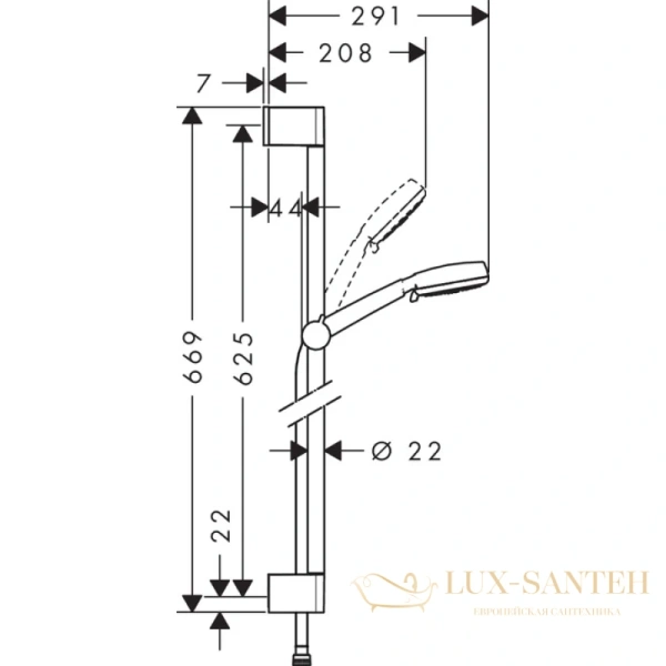 душевой гарнитур hansgrohe crometta 100 vario 26651400 белый/хром