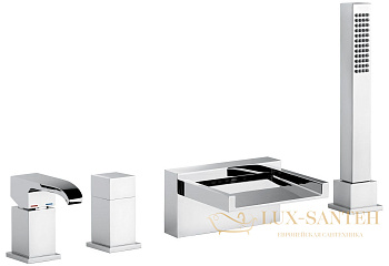 комплект смесителя на борт ванны emmevi niagara 74120/cr на 4 отверстия с каскадным изливом, хром