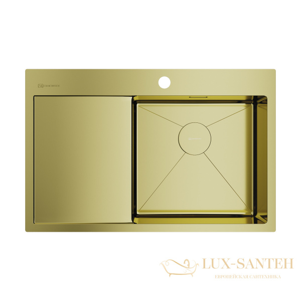 кухонная мойка omoikiri akisame 78-lg-r нерж.сталь х светлое золото, 4973086