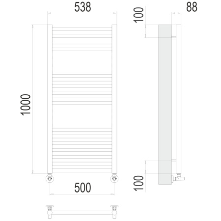 полотенцесушитель водяной terminus альба 4670078530455 п16 500x1000