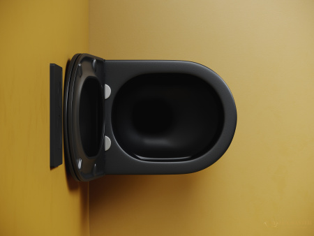 унитаз подвесной ceramica nova vogue, cn4008tmb, смыв торнадо, безободковый, с сиденьем микролифт, черный матовый