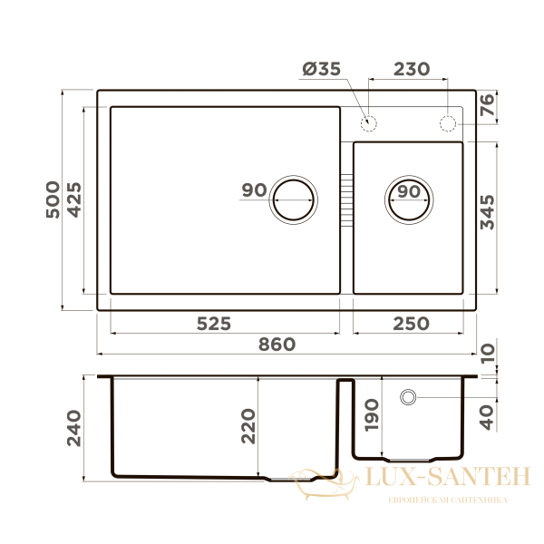 кухонная мойка omoikiri tedori 86-2-lb-ev tetogranit х эверест, 4993938
