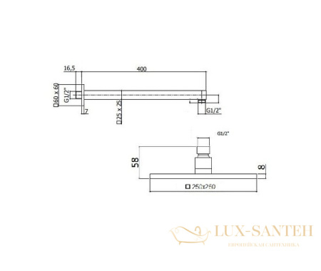 верхний душ belbagno romano rom-sld-crm, хром