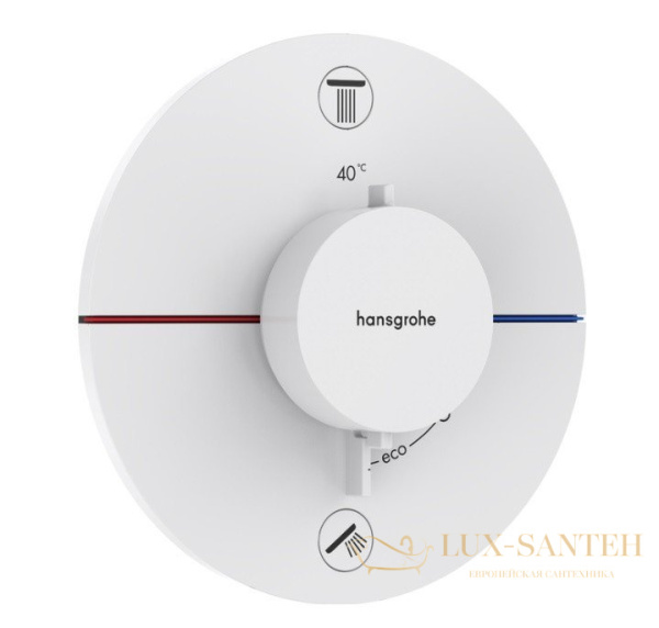 термостат для душа встраиваемый hansgrohe showerselect comfort s, 15554700, на 2 выхода, белый матовый