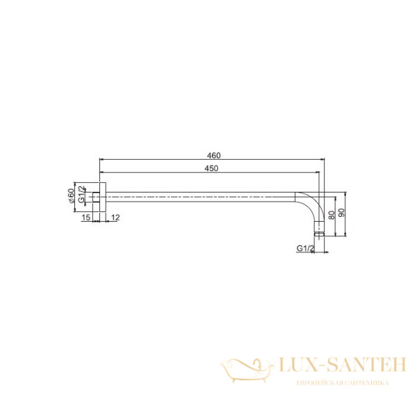 держатель верхнего душа 450 мм, fima carlo frattini showerhead f2138sn.45, никель брашированный
