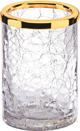стакан surya crystal 6601/go-crd 7х7х10 см эффект битого стекла, золото