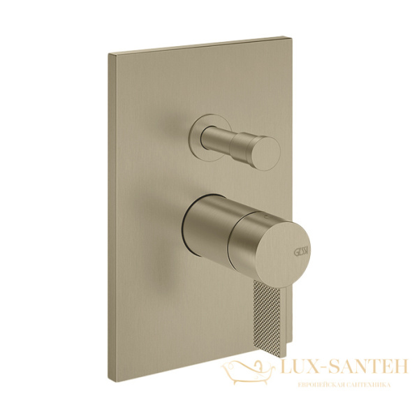 смеситель для душа встраиваемый gessi inverso diamantato 73679.726, на 2 выхода, warm bronze br pvd