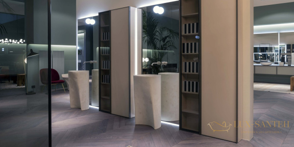 раковина напольная, antonio lupi rilievo, rilievo pietra luna, 44х44хh85 см, без перелива, с донным клапаном (хром), сифоном, слив в пол,из материала: