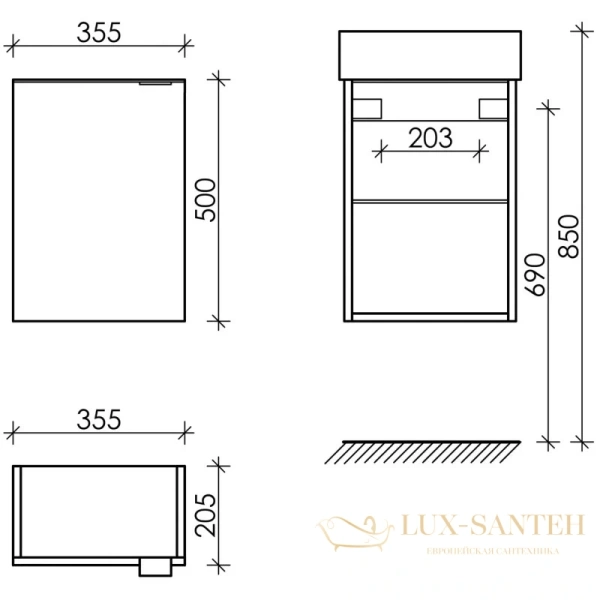 тумба sancos mini mn35egl 35,5 см, дуб галифакс