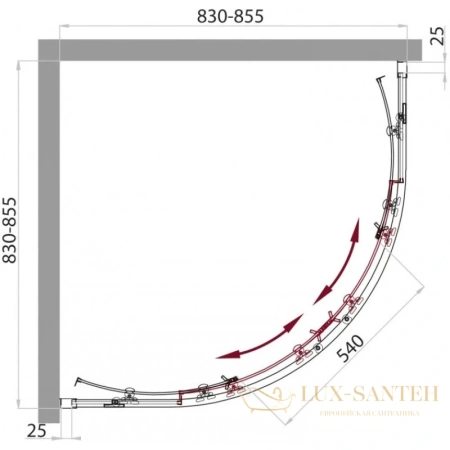 душевой уголок belbagno sela-a-2 sela-r-2-85-p-cr 85x85 см, стекло рифленое