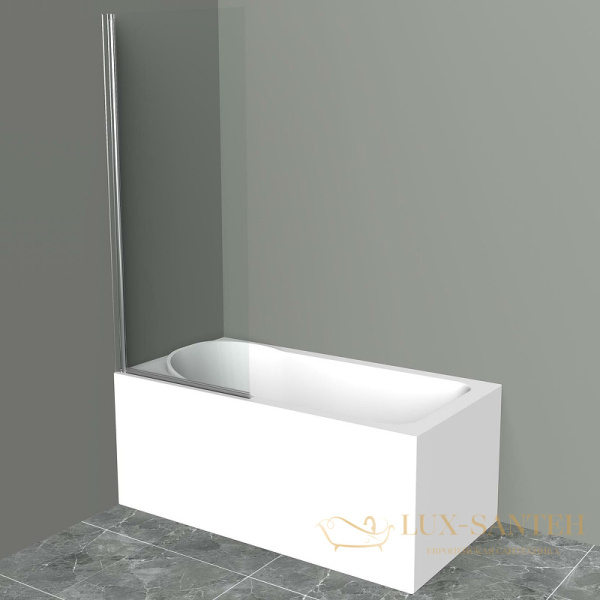 шторка на ванну belbagno uno uno-v-1-75/150-c-cr профиль хром, стекло прозрачное