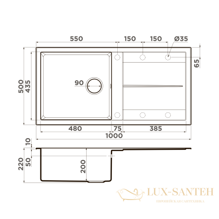 кухонная мойка omoikiri sumi 100-ch tetogranit х шампань, 4993661