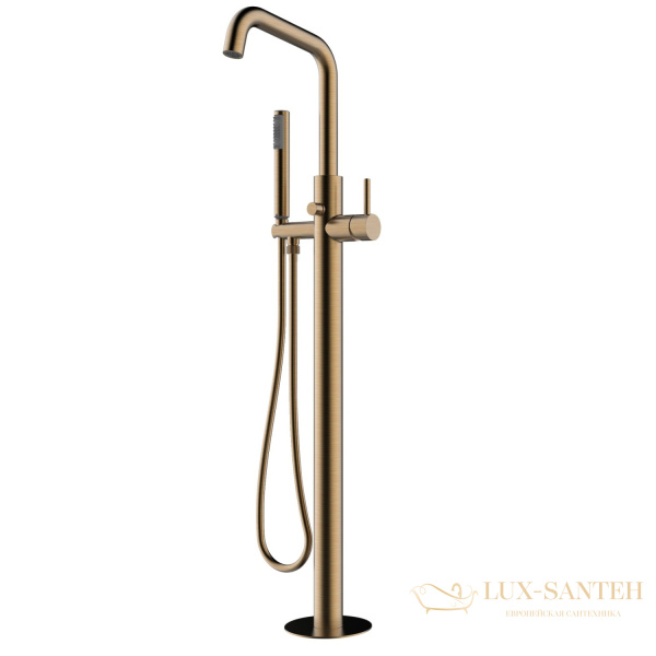 смеситель напольный для ванны bossini teo z00751.022, в комплекте со встроенной частью, бронза
