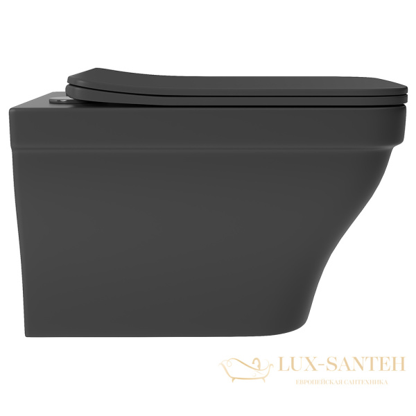 унитаз подвесной безободковый, aqueduto esteta, est0140, 520*370 мм, быстросъемное сиденье с микролифтом, черный матовый