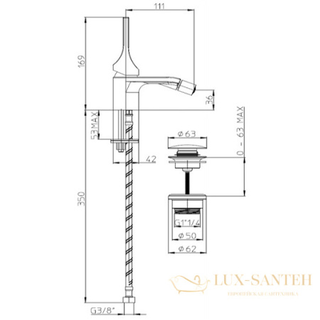 смеситель bossini apice e89601.030 для биде, хром