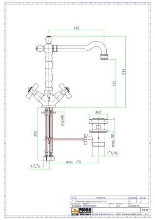 смеситель fiore margot sky 01cr0625 для раковины с донным клапаном, хром-swarovski
