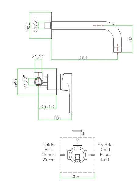 встраиваемый смеситель fiore kera 88cr7527 для раковины, хром