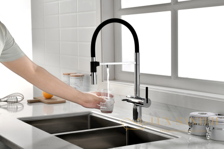 смеситель для кухни под фильтр с гибким изливом paulmark gravity gr213888-cr, хром