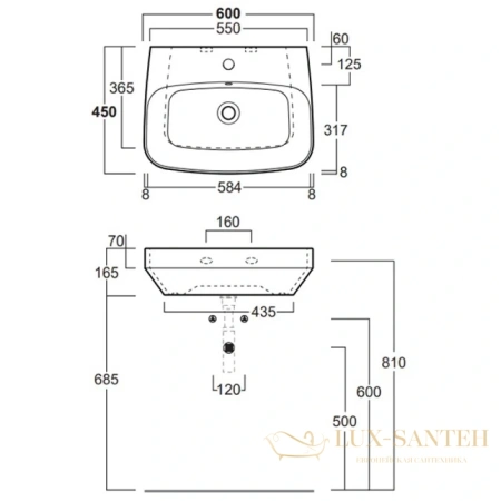 раковина simas baden baden bb10bi*1 60x45 см, белый