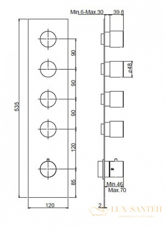 термостат для душа встраиваемый fima carlo frattini fimatherm, f3869x4cr, на 4 выхода, хром