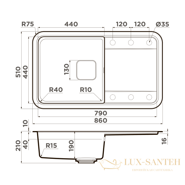 кухонная мойка omoikiri tasogare 86-sa artgranit х бежевый, 4993470