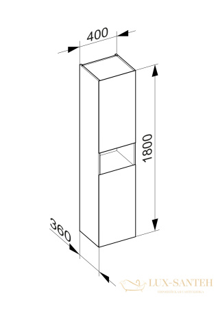 высокий шкаф-пенал keuco stageline, 32831290102, 400x1800x360 мм, к/ф: инокс