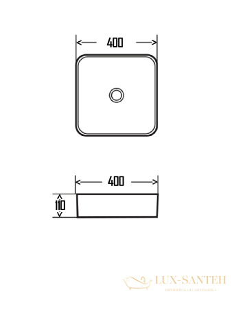 раковина накладная aquame aqm5008, 400*400 мм, белый глянцевый