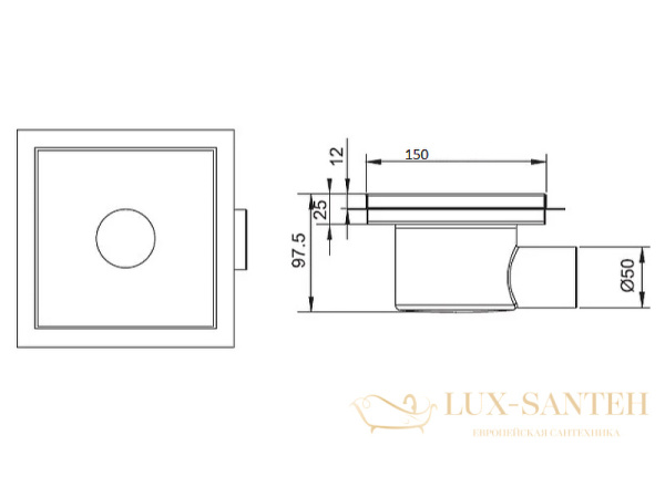 душевой трап rgw shower drain 21211115-05 с решеткой sdr-11 k, хром